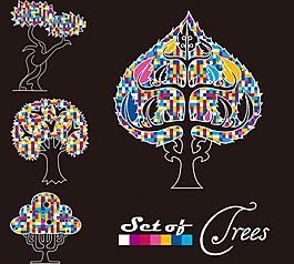 缤纷色彩的抽象树图片