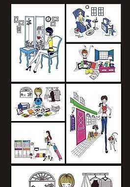 场景生活 漫画人物素材图片