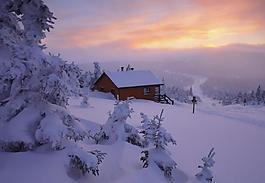 阳光雪景图片