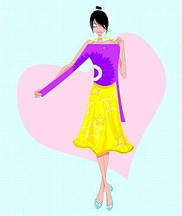 矢量插画美女图片