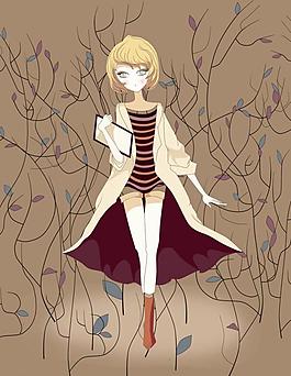 日韩少女插画图片