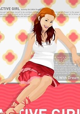 活力女孩矢量插画图片