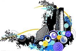 潮流城市建筑主题插画矢量素材图片