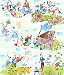 浪漫情人插画图片
