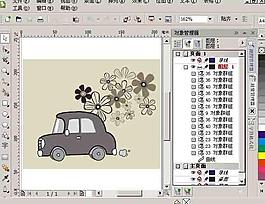 汽车插画花纹图片