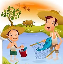 卡通家庭插画矢量素材图片