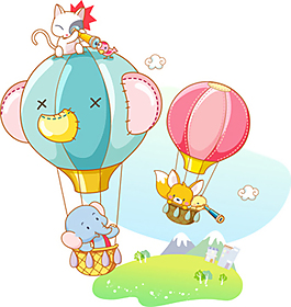 插画 热气球  动漫