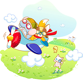 插画 飞机 动漫