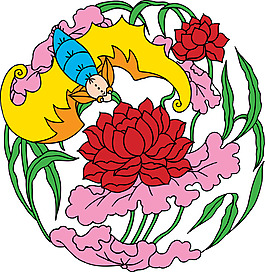 蝙蝠莲花图案