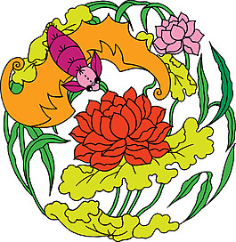 蝙蝠莲花图案