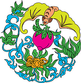 桃子蝙蝠图案