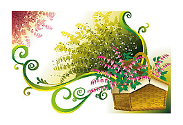 花篮鲜花矢量背景