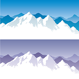 蓝色、紫色雪山矢量图