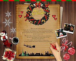 圣诞卡片和书写的手