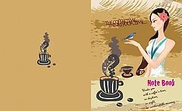 咖啡古典美女图片