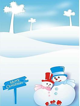 圣诞节雪地雪人雪景图片