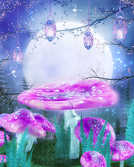 梦幻唯美满月背景素材
