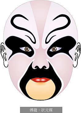 彩色矢量京剧脸谱 傅龙 状元媒
