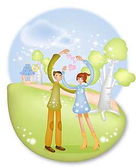 卡通恋爱矢量人物图