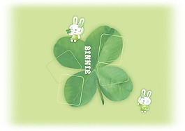 卡通兔四叶草儿童相册模板psd源文件