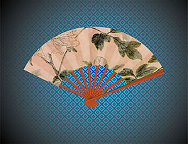 古典花纹折扇