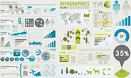 数据统计适用的信息图表矢量素材