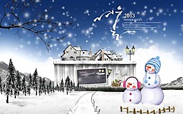 圣诞雪屋海报