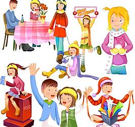 卡通可爱冬季情侣图片