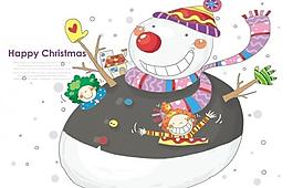 漫画风格冬季雪人图片