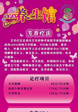 粉色调养生会馆宣传海报