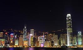 香港维多利亚湾夜景图片