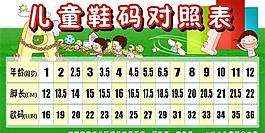 儿童鞋码表图片