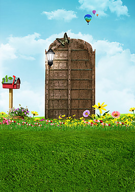 创意田野谷仓设计PSD分层模板