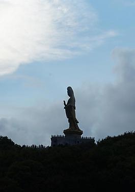 普陀南海观音剪影图片