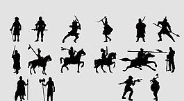 古代士兵骑士剪影图片