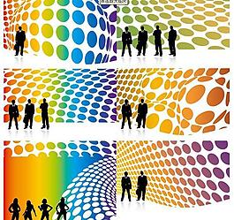 人物剪影与3d背景矢量素材图片