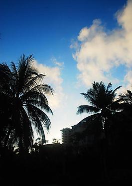 三亚风景剪影风格图片