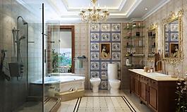 欧式豪华浴室效果图图片