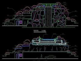cad假山跌水立面图图片