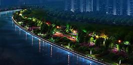 城市绿化夜色效果图图片
