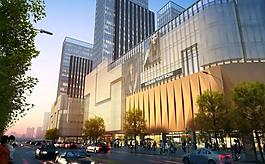 商业街黄昏图片
