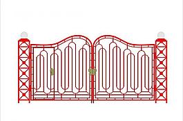 红色 铁艺大门图片