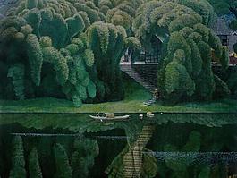 竹林深处 油画图片