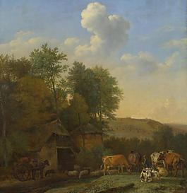 牛 绵羊和马的谷仓图片