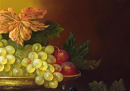 葡萄 油画 装饰画图片