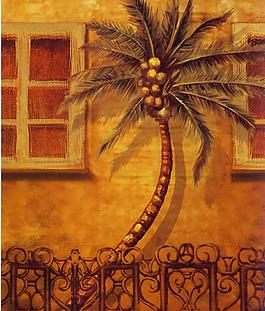 手绘画 油画 画芯 椰树图片
