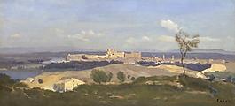 Jean-Baptiste-Camille Corot - Avignon from the West大师画家古典画古典建筑古典景物装饰画油画