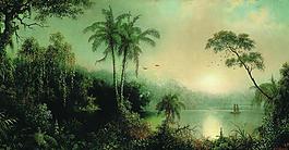 Martin Johnson Heade - Sunrise in Nicaragua, 1869大师画家古典画古典建筑古典景物装饰画油画
