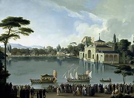 Ribelles y Helip, Jose - Embarque Real en el estanque grande del Retiro, Ca. 1820大师画家古典画古典建筑古典景物装饰画油