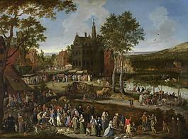 Peeter Gijsels - Flemish Fair大师画家古典画古典建筑古典景物装饰画油画